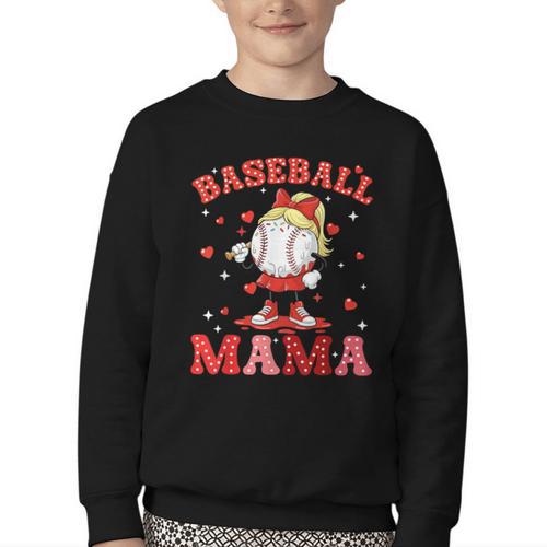 Baseball Mama Sports Mom Baseball Valentine Drip Girls Women Youth Crewneck Sweatshirt - Sportilla