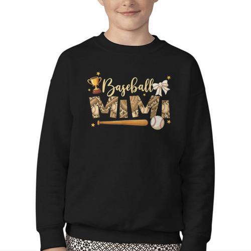 Baseball Mimi Vintage Baseball Lover Youth Crewneck Sweatshirt - Sportilla