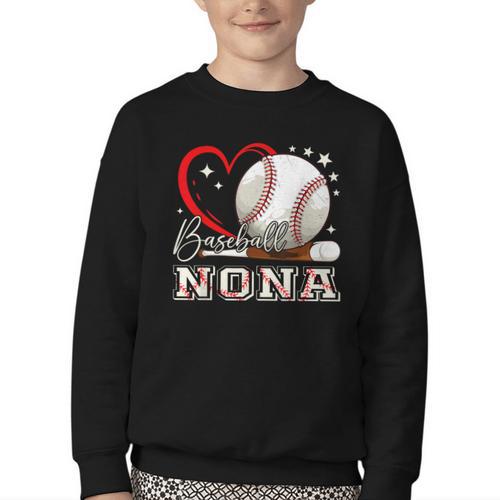 Baseball Nona Family Matching Cute Baseball Lover Youth Crewneck Sweatshirt - Sportilla