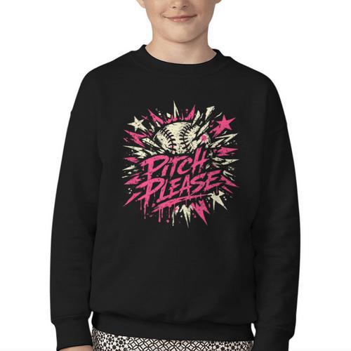 Baseball Phrase With Stars Youth Crewneck Sweatshirt - Sportilla