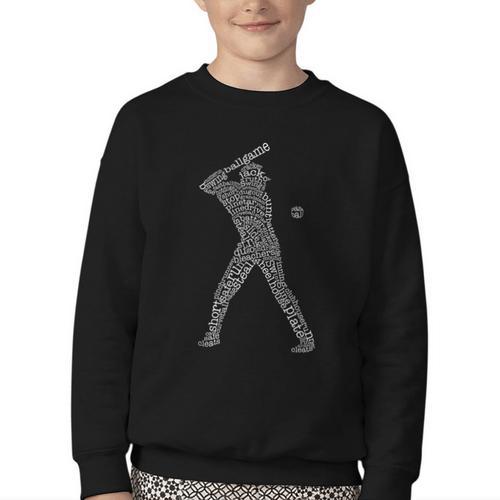 Baseball Player Typography Word Art Youth Crewneck Sweatshirt - Sportilla