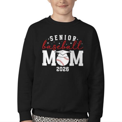 Baseball Senior Mom Of A Senior Baseball Player Mom 2026 Youth Crewneck Sweatshirt - Sportilla