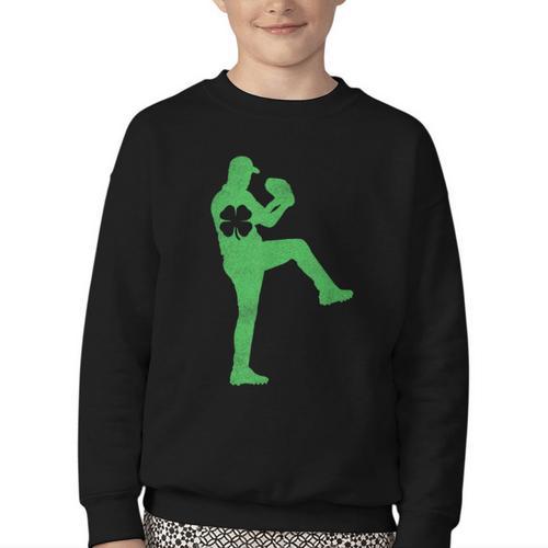 Baseball Shamrock St Patrick's Day Saint Paddy's Youth Crewneck Sweatshirt - Sportilla