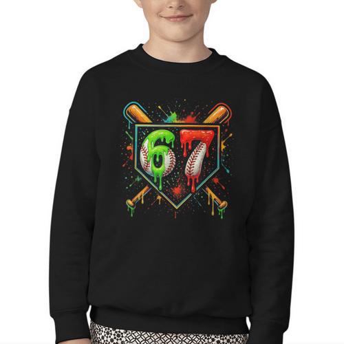 Baseball Six Seven 67 Meme Ice Cream Drip Xmas Women Men Youth Crewneck Sweatshirt - Sportilla