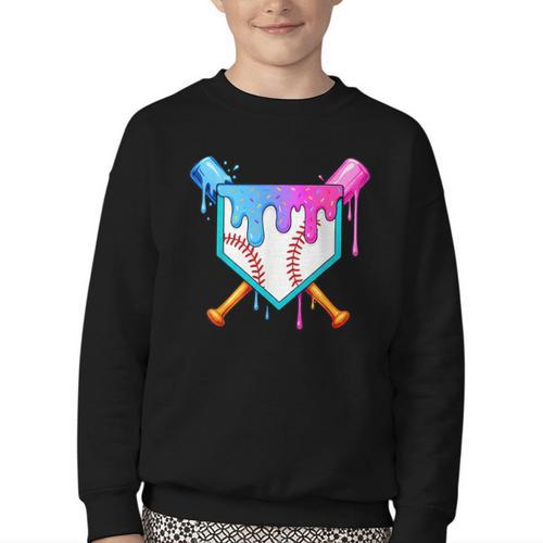 Baseball Sport Respect The Drip Boys Baseball Youth Crewneck Sweatshirt - Sportilla