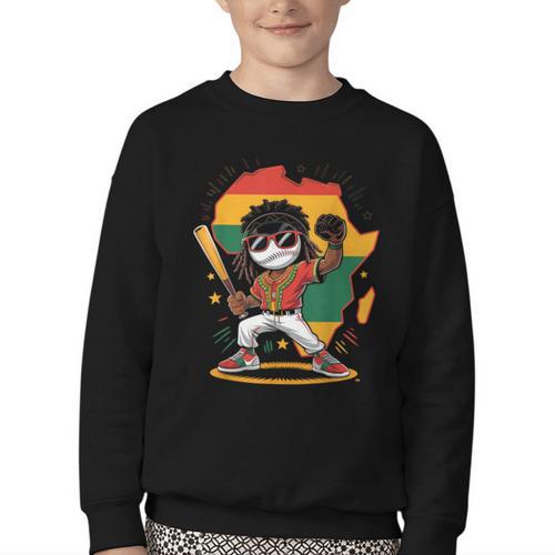 Baseball History Month For Boys Youth Crewneck Sweatshirt - Sportilla
