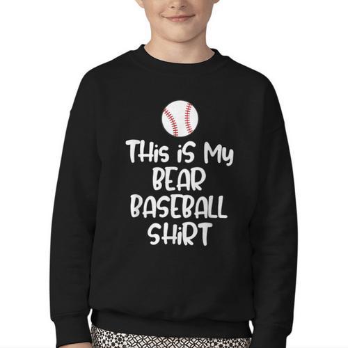 Bear Baseball Shirt For Players Fans And Moms Youth Crewneck Sweatshirt - Sportilla