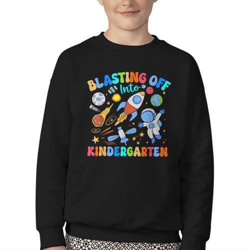 Blasting Off Into Kindergarten Back To School Boys Kid Youth Crewneck Sweatshirt - Savourry