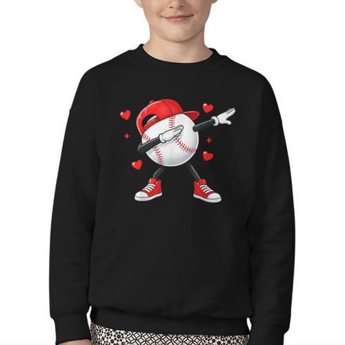 Boys Valentines Baseball Youth Crewneck Sweatshirt - Sportilla