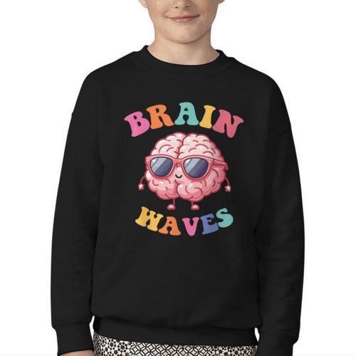 Brain Waves Last Day Of School Back To School Youth Crewneck Sweatshirt - Savourry