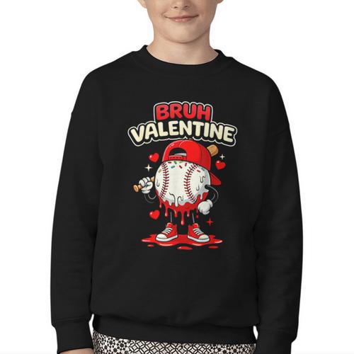 Bruh Valentine Baseball Drip Icecream Apparel Men Youth Boys Youth Crewneck Sweatshirt - Sportilla