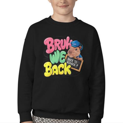Bruh Wir UnterstüTzen Den Ersten Schulday Back To School Capybara Youth Crewneck Sweatshirt - Savourry