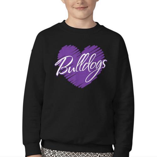 Bulldogs Heart Back To School Spirit P Youth Crewneck Sweatshirt - Savourry