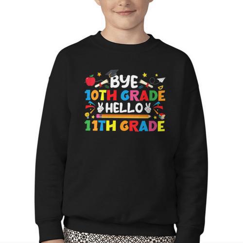 Bye 10th Grade Hello 11th Grade Back To School Kids Boys Youth Crewneck Sweatshirt - Savourry
