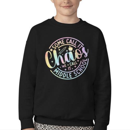 Some Call It Chaos We Call It Middle School Back To School Youth Crewneck Sweatshirt - Savourry