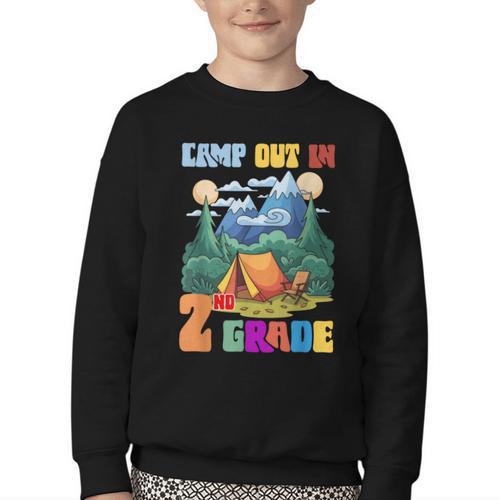 Camp Out In 2nd Grade Back To School For Camping Lover Youth Crewneck Sweatshirt - Savourry