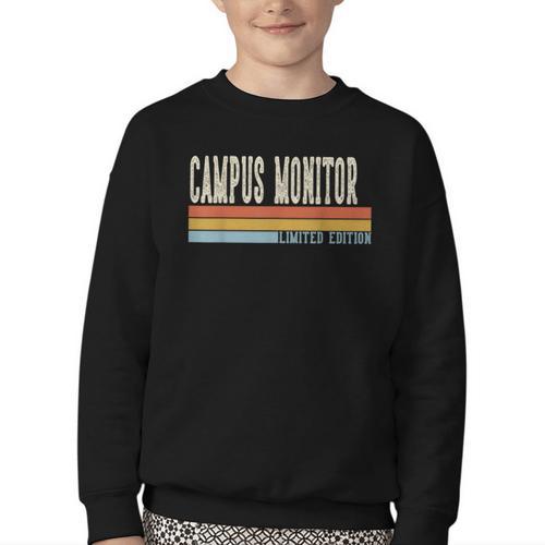 Campus Monitor Week Retro Vintage Back To School Day Youth Crewneck Sweatshirt - Savourry