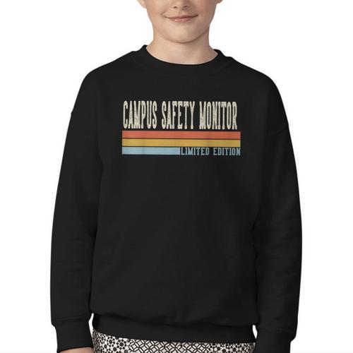 Campus Safety Monitor Week Retro Vintage Back To School Day Youth Crewneck Sweatshirt - Savourry