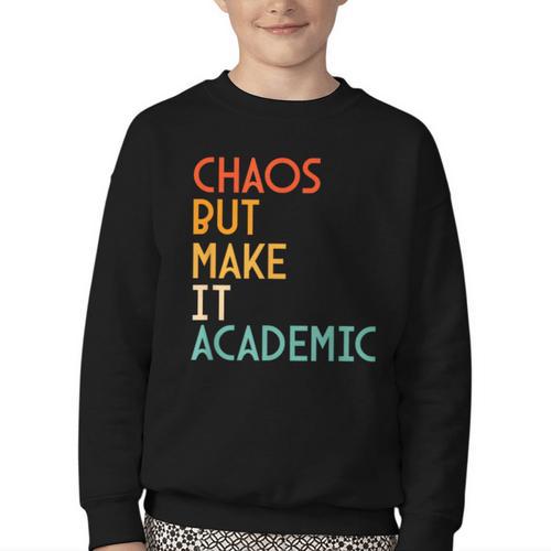 Chaos But Make It Academic Retro Back To School Youth Crewneck Sweatshirt - Savourry