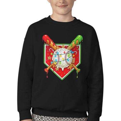 Christmas Baseball Ice Cream Drip Men Women Kids Youth Crewneck Sweatshirt - Sportilla
