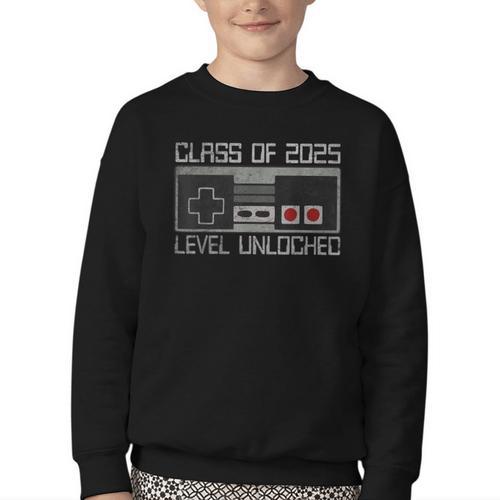 Class Of 2025 Level Unlocked Back To School Gamer Tee Youth Crewneck Sweatshirt - Savourry