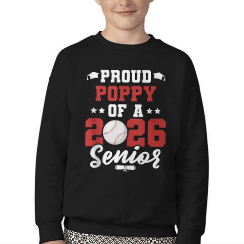 Class Of 2026 Senior Year Baseball Poppy 2026 Graduate Youth Crewneck Sweatshirt - Sportilla