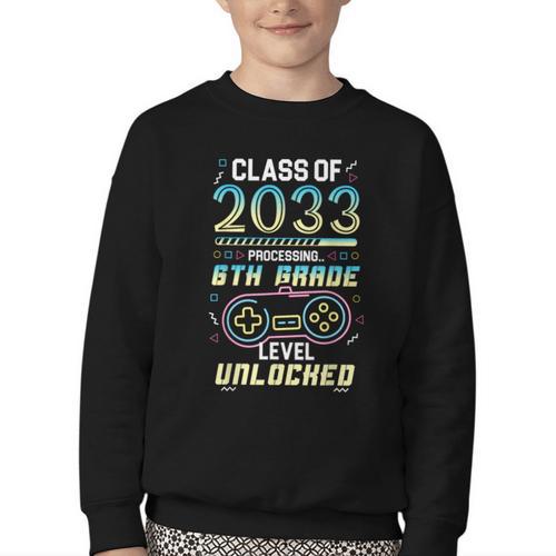 Class 2033 Gaming 6th Grade Level Unlocked Back To School Youth Crewneck Sweatshirt - Savourry