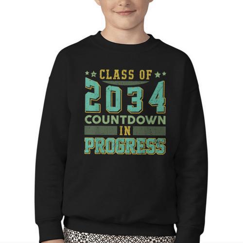 Class Of 2034 Countdown In Progress Fun Back To School Retro Youth Crewneck Sweatshirt - Savourry