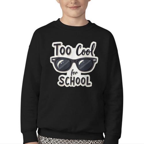Too Cool For School Sunglasses First Day Back To School Youth Crewneck Sweatshirt - Savourry