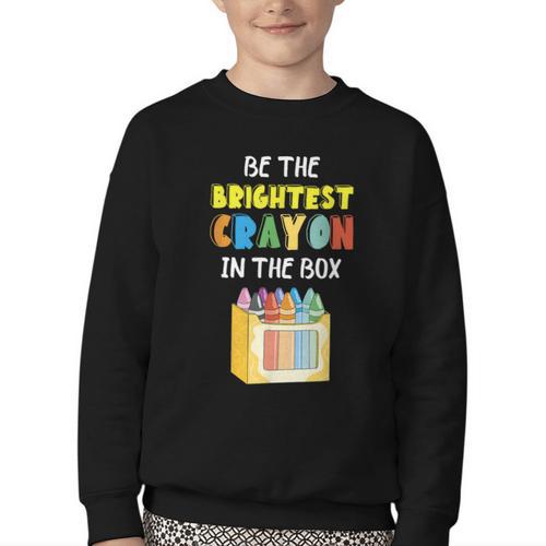 Crayon Be The Brightest Students Crayons Back To School Youth Crewneck Sweatshirt - Savourry