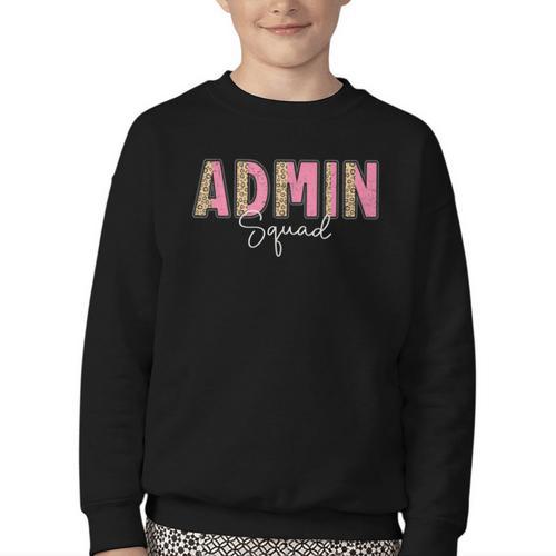 Cute Admin Squad Crew Team Back To School Administration Youth Crewneck Sweatshirt - Savourry