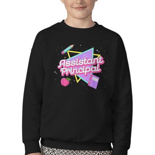 Cute Assistant Principal Shirt 80's 90's Back To School Youth Crewneck Sweatshirt - Savourry