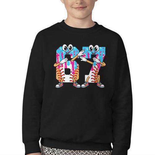 Dabbing Baseball Ice Cream Drip Number 67 Birthday Party Youth Crewneck Sweatshirt - Sportilla