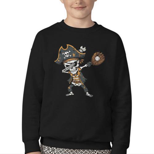 Dabbing Pirate Skeleton Baseball Dab Costume Boys Kids Men Youth Crewneck Sweatshirt - Sportilla
