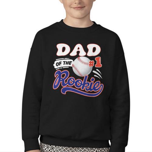 Dad Rookie Of Year 1st Birthday Baseball Theme Matching Youth Crewneck Sweatshirt - Sportilla