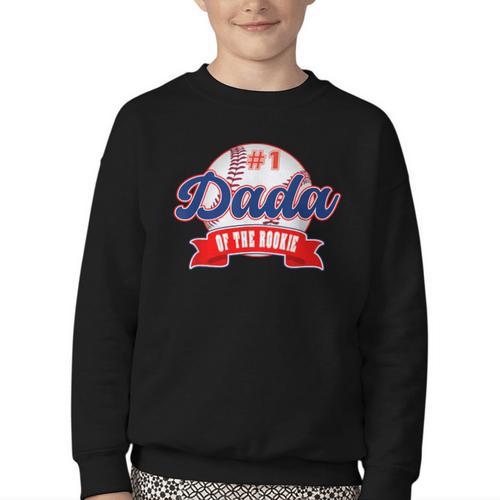 Dada Rookie Of Year 1st Birthday Baseball Theme Matching Youth Crewneck Sweatshirt - Sportilla