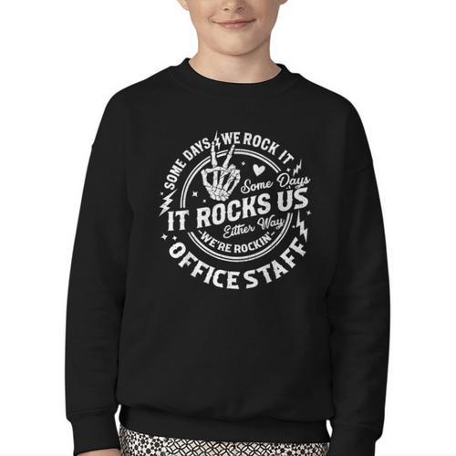 Some Days We Rock It Office Staff Back To School Youth Crewneck Sweatshirt - Savourry