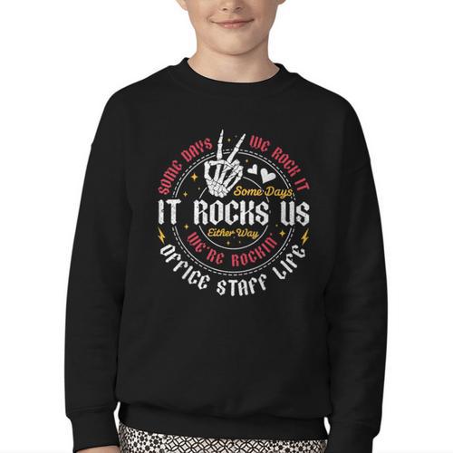 Some Days We Rock It Office Staff Life Back To School Youth Crewneck Sweatshirt - Savourry