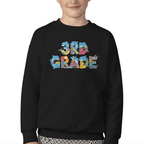 Dolphin Third Grade Back To School Kids Boys Girls Youth Crewneck Sweatshirt - Savourry
