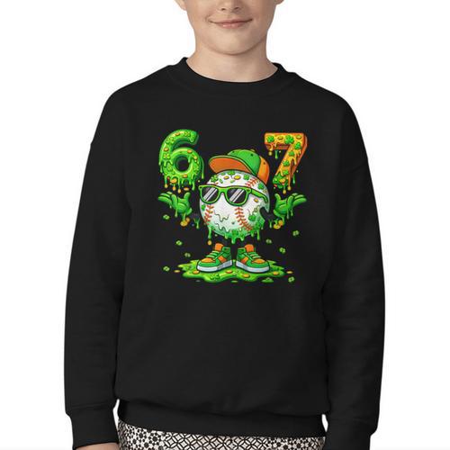 Drip Baseball Irish Shamrock St Patricks Men Boy Kid Youth Crewneck Sweatshirt - Sportilla