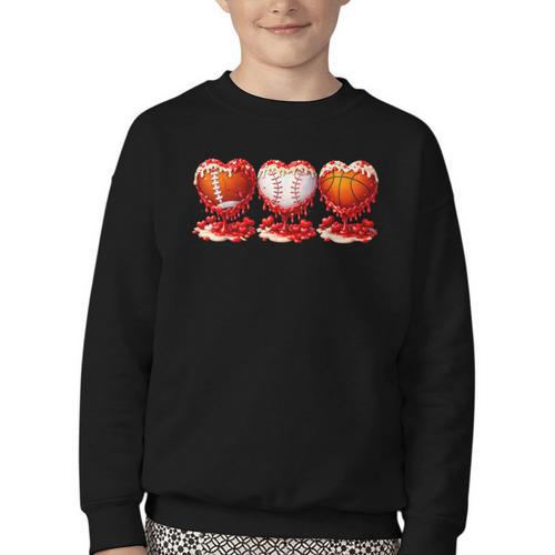 Drip Valentines Day Basketball Baseball Football Boy Men Kid Youth Crewneck Sweatshirt - Sportilla