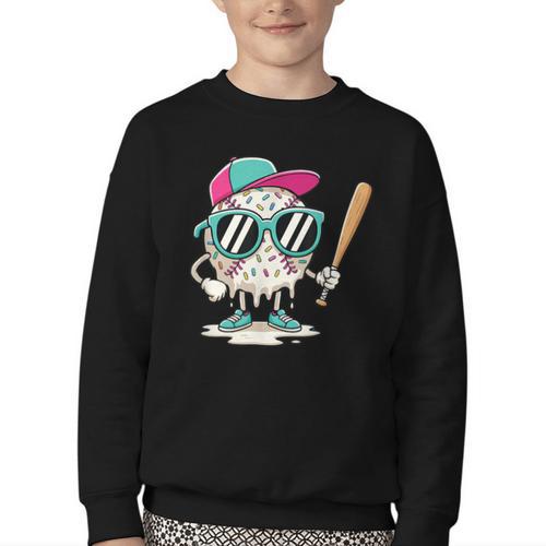 Dripping Baseball Baseball Lover Player Baseballer Youth Crewneck Sweatshirt - Sportilla