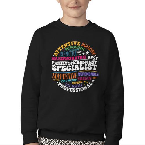 Family Engagement Specialist Appreciation Back To School Youth Crewneck Sweatshirt - Savourry