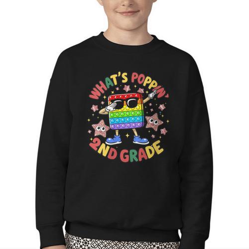 Fidget Toy What's Poppin 2nd Grade Back To School 2024 Youth Crewneck Sweatshirt - Savourry