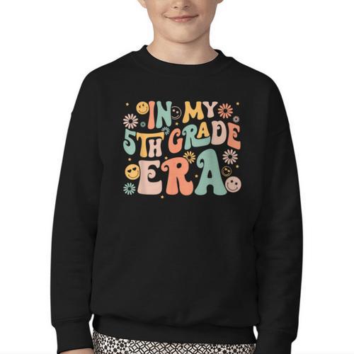 In My Fifth Grade Era Retro 5th Grade Back To School Youth Crewneck Sweatshirt - Savourry