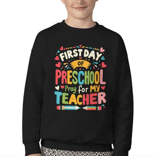 First Day Of Preschool Pre K Student Toddler Back To School Youth Crewneck Sweatshirt - Savourry