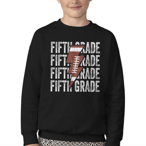 Football Fifth Grade First Day Of 5th Grade Back To School Youth Crewneck Sweatshirt - Savourry