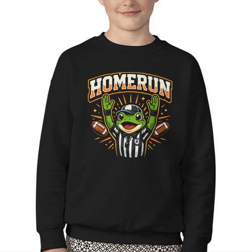Football Referee Touchdown Baseball Homerun Frog Youth Crewneck Sweatshirt - Sportilla