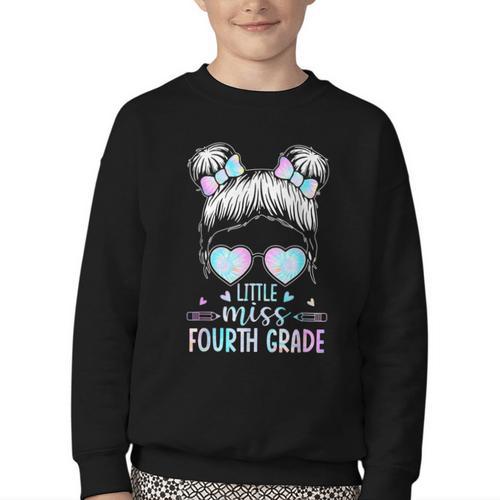 Fourth Grade Little Miss Back To School 4th Grade Little Youth Crewneck Sweatshirt - Savourry