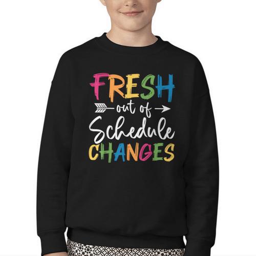 Fresh Out Of Schedule Changes Counselor Back To School Youth Crewneck Sweatshirt - Savourry